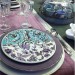 Libertine - Assiette  à  dessert bleu  et chardon  en faience (par6) 